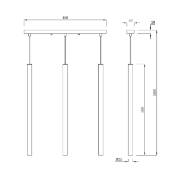 LUNGO arany 3x5W G9 függőlámpa a Light Prestige-tól